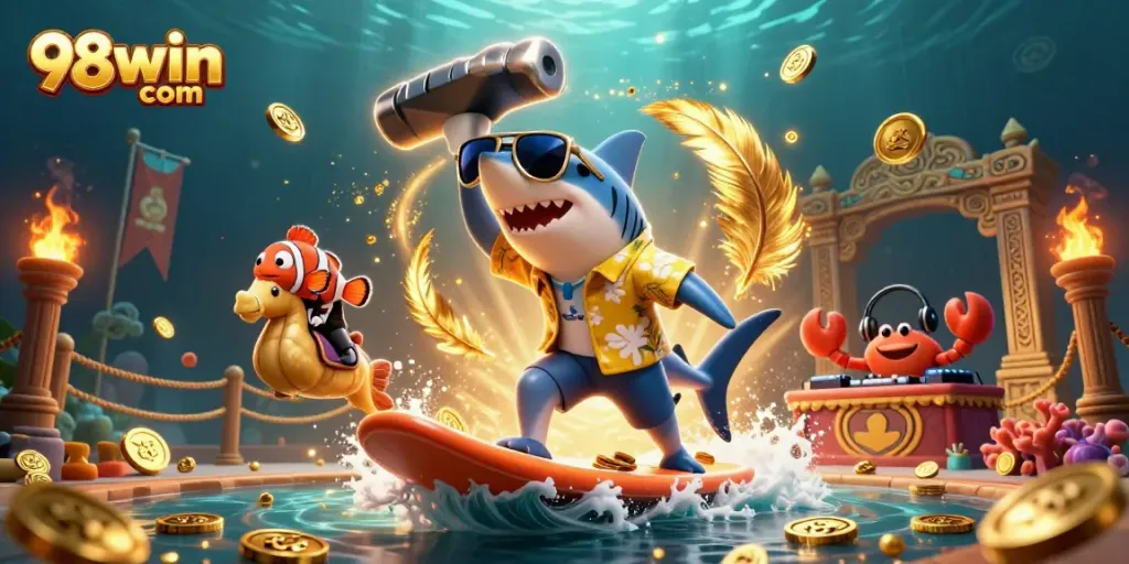 Experience thrilling gaming with the lively characters in 98win com's vibrant underwater casino.