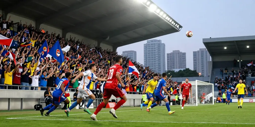 Exciting football scene capturing fans cheering passionately at a live match, highlighting the energy of bóng đá gavangtv.