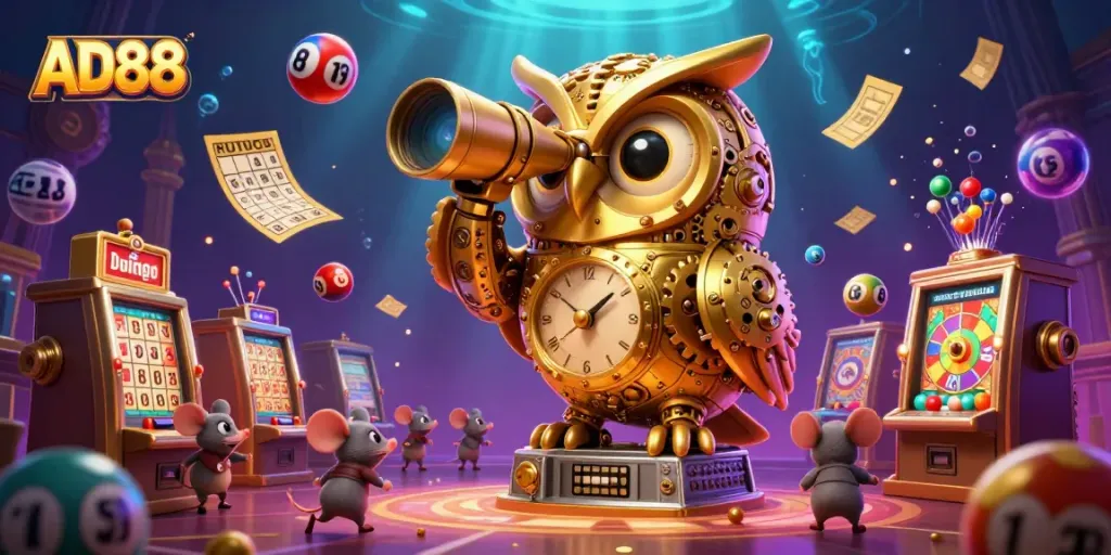Experience the exciting atmosphere of AD88 casino with colorful elements and dynamic action.
