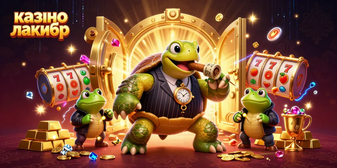 Experience excitement at казино лакибир with a dynamic gambling scene featuring colorful slot symbols.