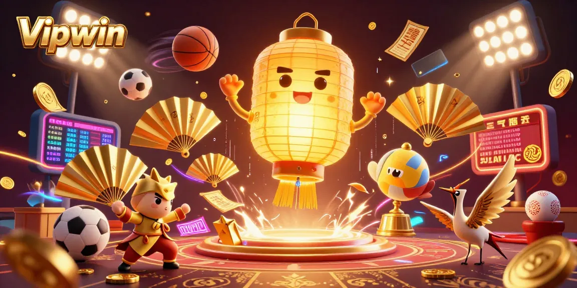 Experience thrilling moments with Vipwin in this vibrant 3D casino illustration showcasing dynamic sports betting.