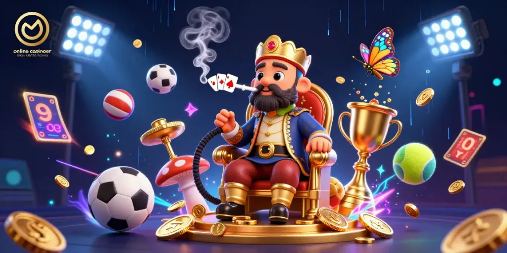 Experience thrilling gaming at online casinoer uden dansk licens with an elaborate 3D illustration.