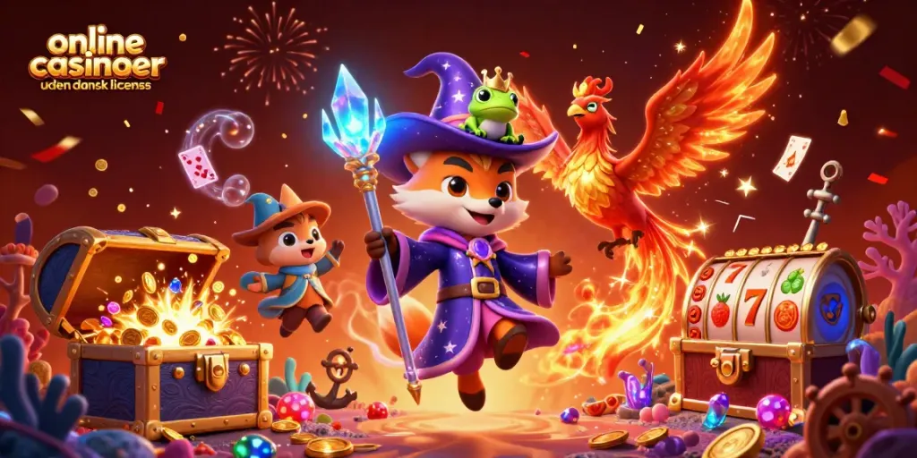 Experience winning at online casinoer uden dansk licens with a mystical scene filled with excitement and energy.