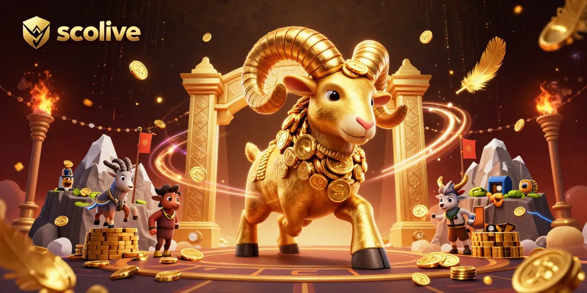 Socolive features a golden ram charging through an illuminated gambling arena, celebrating sports betting excitement.