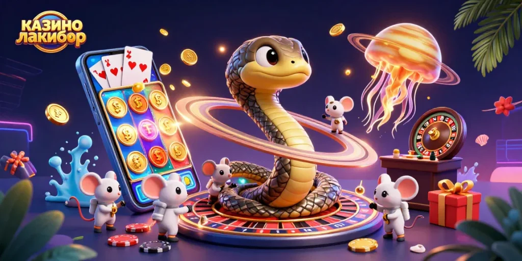 Engage with казино лакибир's thrilling atmosphere as astronaut mice place bets on Saturn's roulette rings.