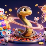 Engage with казино лакибир's thrilling atmosphere as astronaut mice place bets on Saturn's roulette rings.