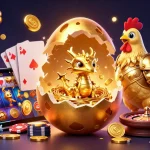 Winbox88 apk download featuring a colossal golden egg and crystal dragon in a thrilling casino scene