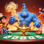 Experience the thrill at казино лакибир with a vibrant 3D genie, poker elements, and magical vibes