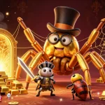 Engage with thrilling moments on luongson tv as a golden tarantula weaves excitement in a vibrant casino setting.